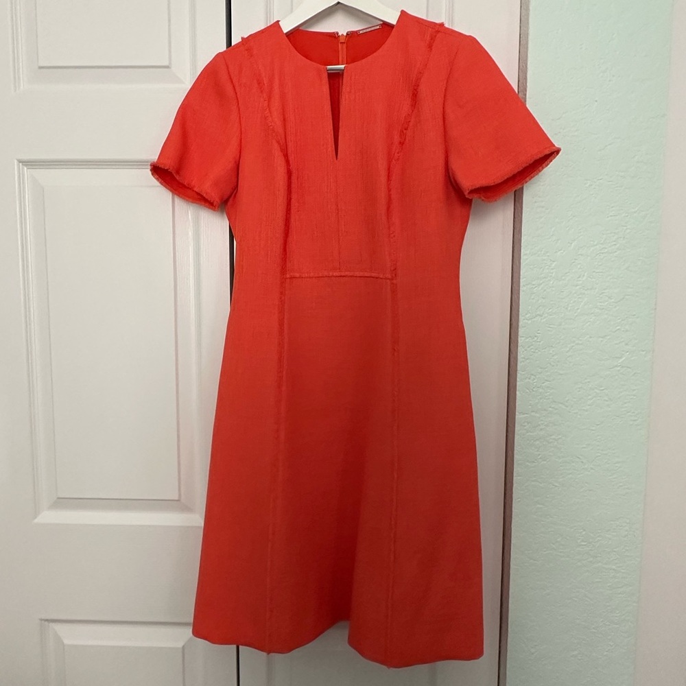 Elie Tahari Orange Structured Tweed style dress